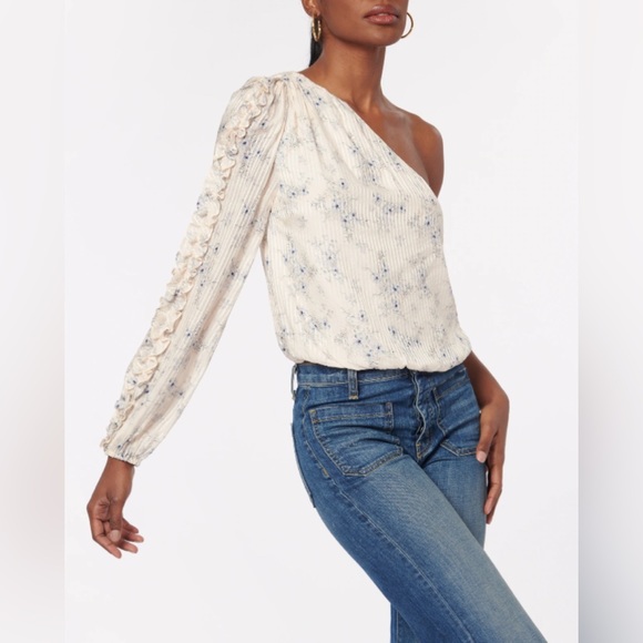 NWT Cami NYC lotus one shoulder silk cotton top XS - Picture 2 of 15